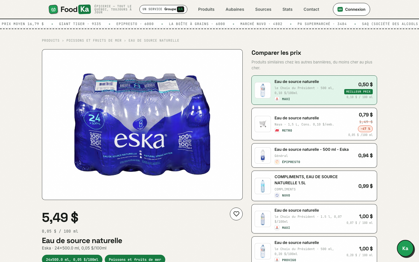 Étape 3 — fiche produit avec comparaison inter-bannières